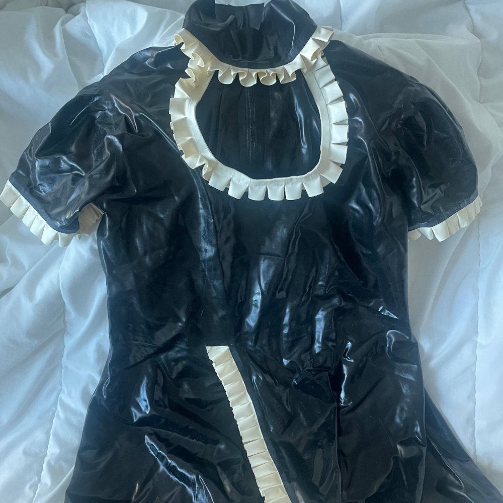 Top Cutout Latex Maid Dress - M/L